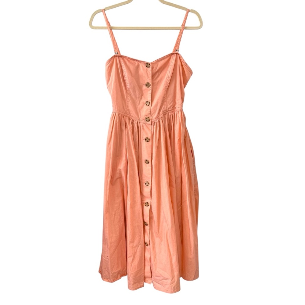 Free People Medium Perfect Peach Poplin Midi Dress Cotton OB770120